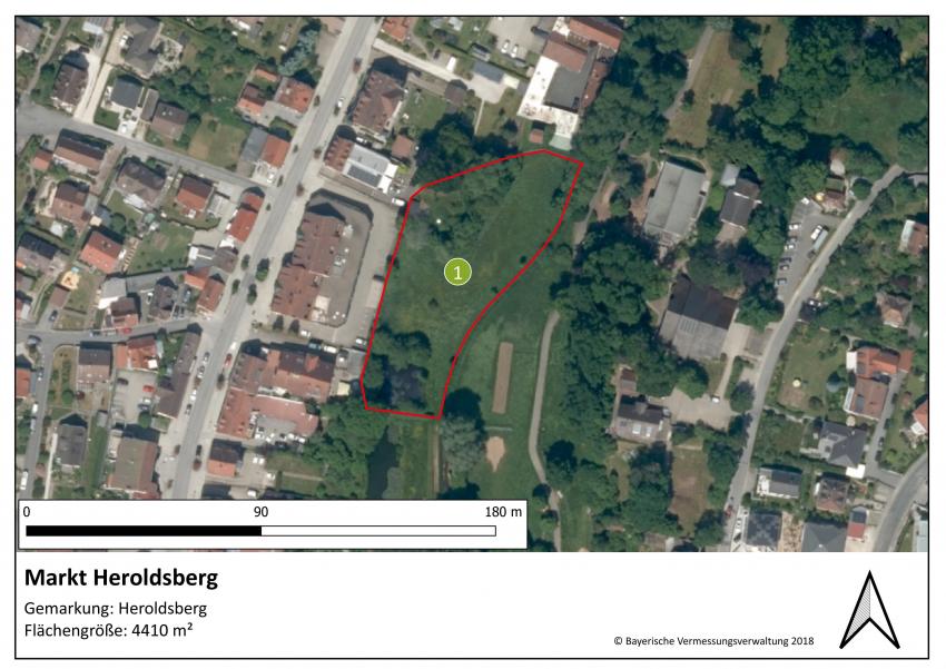 Lageplan der Projektfläche des Markts Burghaslach mit einer Größe von 4410 m².
