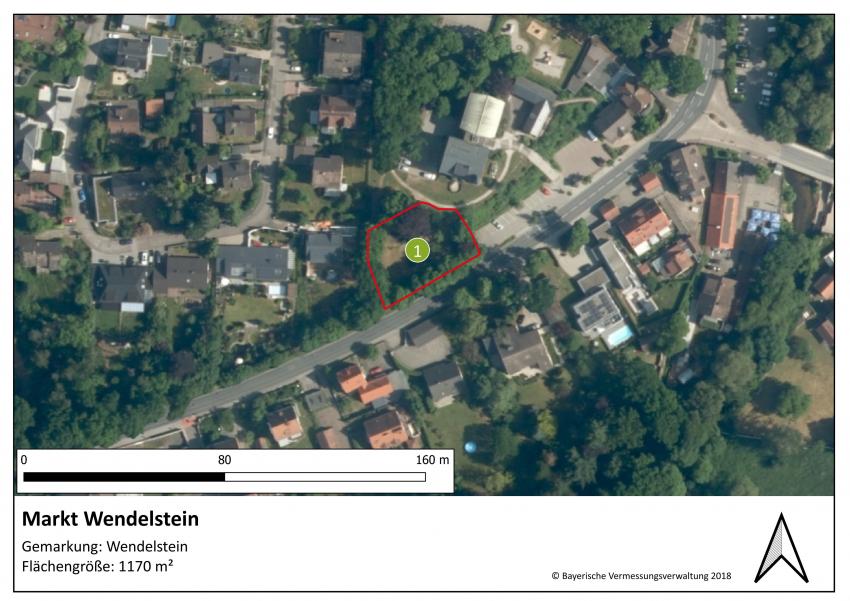 Lageplan der Projektfläche des Markts Wendelstein mit einer Größe von 1170 m².