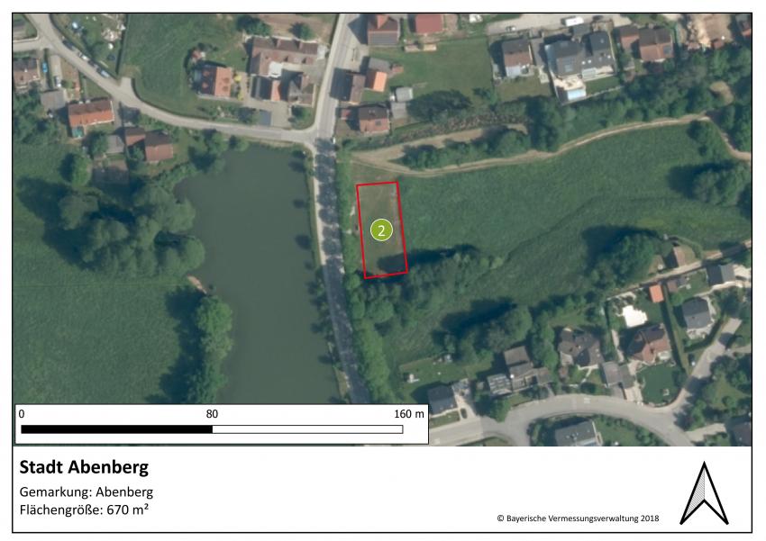 Lageplan der Teilfläche 2 der Stadt Abenberg mit einer Größe von 670 m².