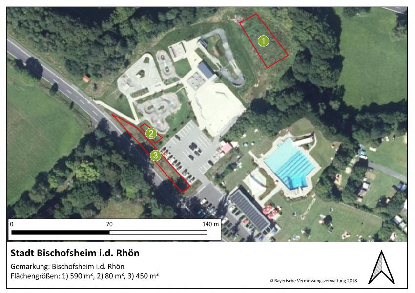 Lageplan der Teilfläche 3 der Stadt Bischofsheim i.d. Rhön mit einer Größe von 450 m².