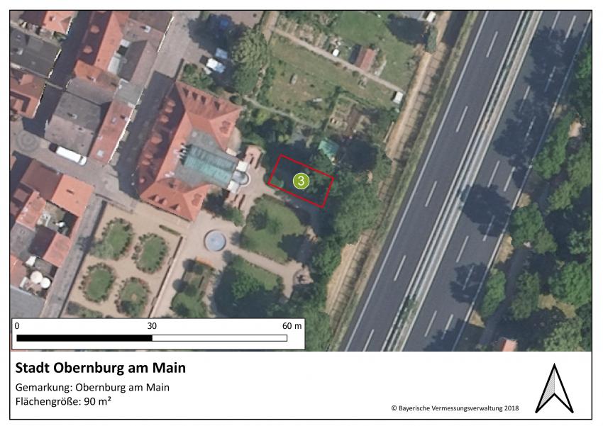 Lageplan der Teilfläche 3 der Stadt Obernburg am Main mit einer Größe von 90 m².