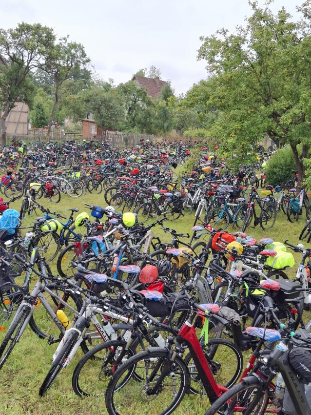 Viele Fahrräder bei der Mittagspause 