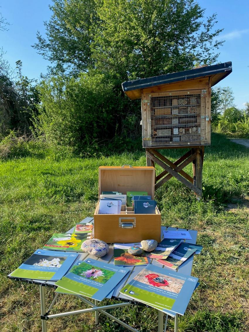 Fragestunde am Wildbienenhaus.