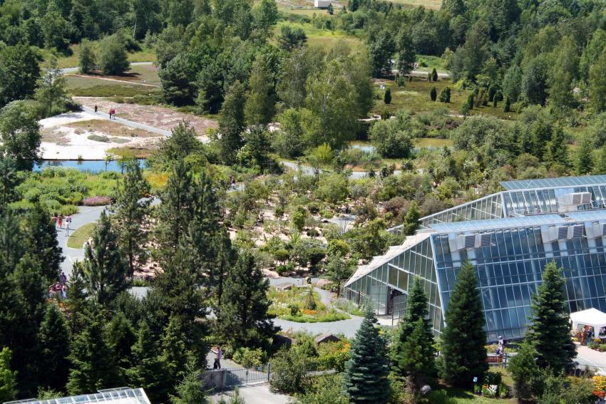 Blick auf das Gelände des ÖBG (Gewächshäuser, Kübelpflanzenfläche und Abteil Europa) (Urheber: Jens Wagner)