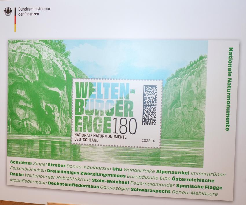 Sonderbriefmarke mit der Weltenburger Enge drauf
