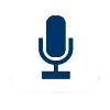 Das Icon zeigt ein blaues Mikrofon als Piktogramm