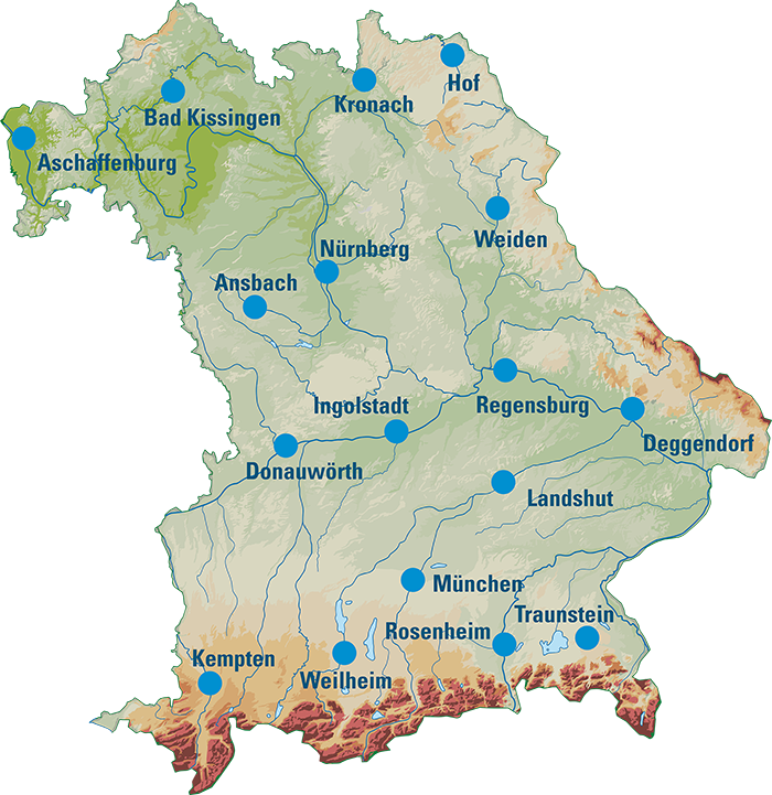 Standorte der Wasserwirtschaftsämter