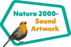 Eine stilisitertes Rotkelchen in einer Wabe mit Text Natura-2000 Sound-Artwork
