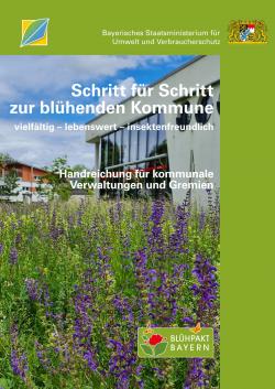 Cover der Bluehpakt-Broschuere mit Gebäude und davor einer Blumenwiese,