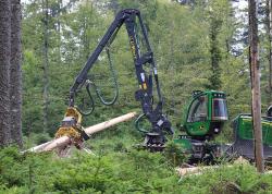 Im Nationalpark Bayerischer Wald kam im Jahr 2020 erstmals ein Debarking Harvester zum Einsatz. (Foto: Gregor Wolf / Nationalpark Bayerischer Wald)