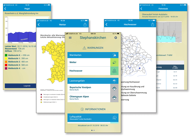 setenansichten der Umweltinfo-App