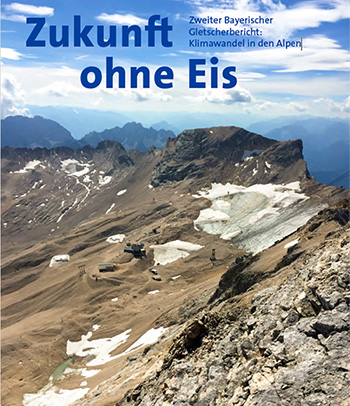 Cover des Gletscherberichts 2021 Bild von Schneeferner mit Forschungsstation