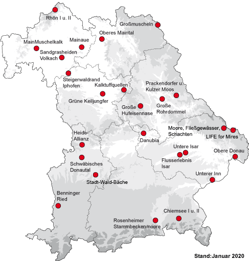 Übersicht über die Projekte in Bayern